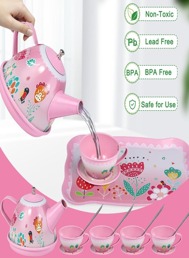PRE-WORLD Tea Party Set for Little Girls,PRE-WORLD Princess Tea Time Toy Including Dessert,Cookies,Doughnut,Teapot Tray Cake, Tablecloth & Carrying Case,Kids Kitchen Pretend Play for Girls Boys Age 3-6 - Image 4